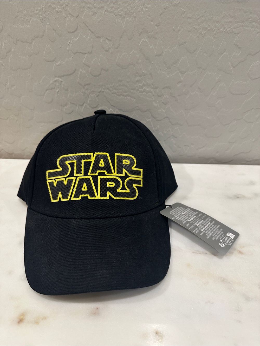 NWT Euro Disney Star Wars Black Cap with Yellow Textured Logo